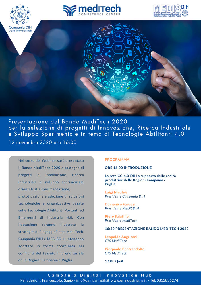 Presentazione bando MedITech 12 novembre 2020 ore 16 00